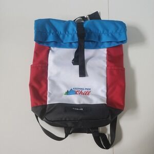 Timbuk2 Tuck Pack Roll Top Backpack Colorblock Red White Blue Custom Logo NEW